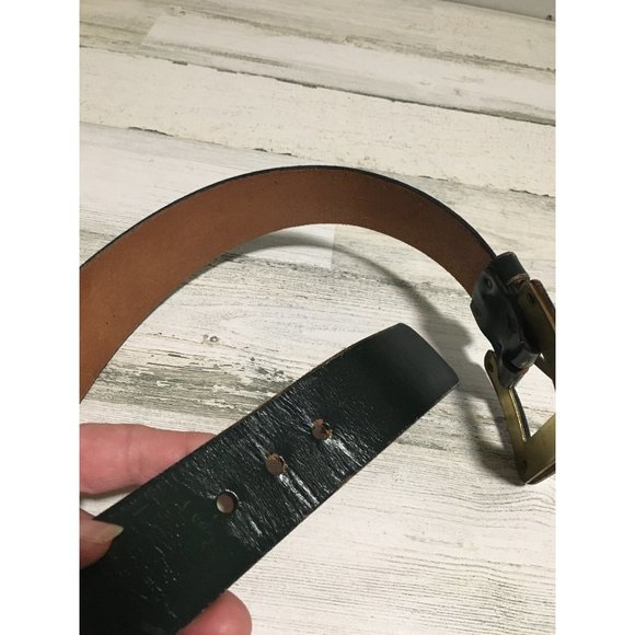 Handmade by Calderon black leather 24” belt with gold tone & leather buckle - Picture 6 of 6